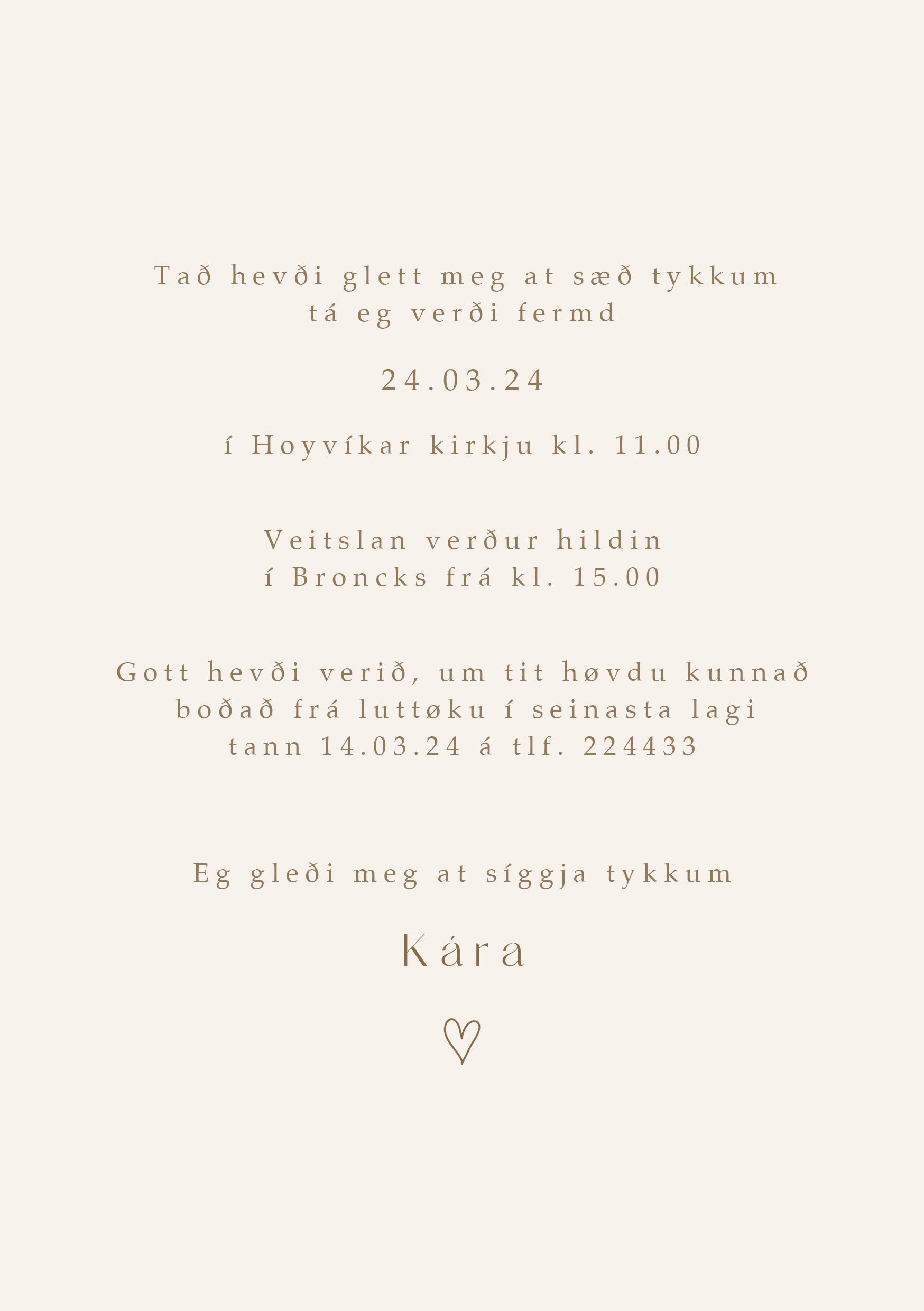 Innbjóðing - Kára