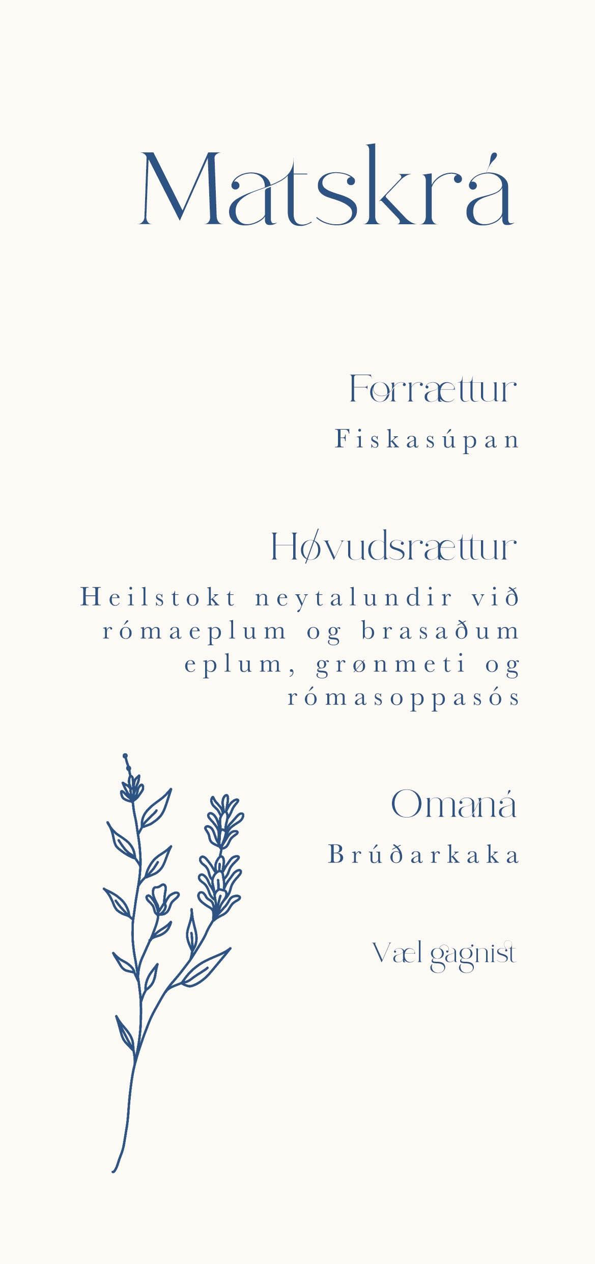 Matskrá - Klassiskt blátt