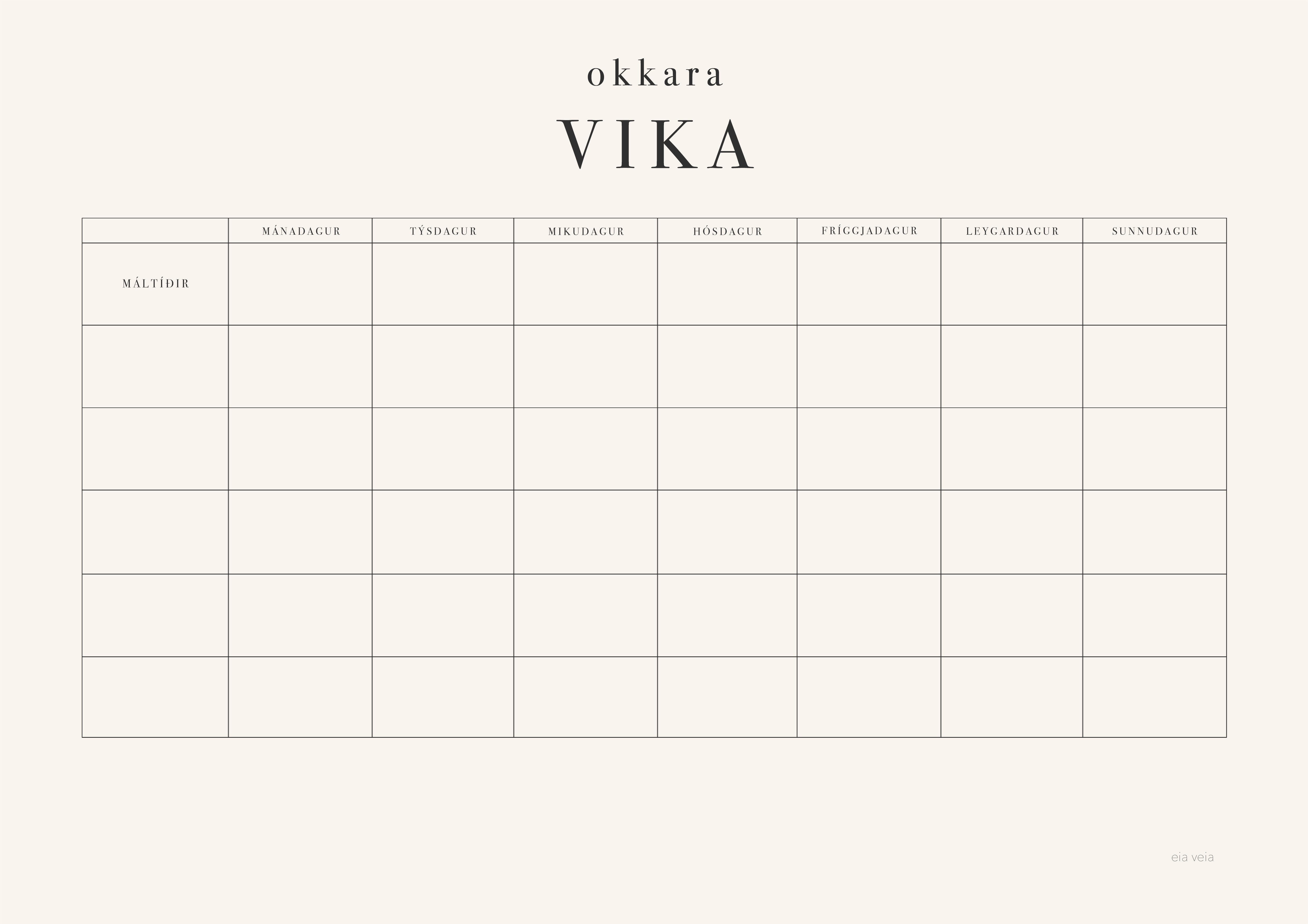 Okkara vikuskema