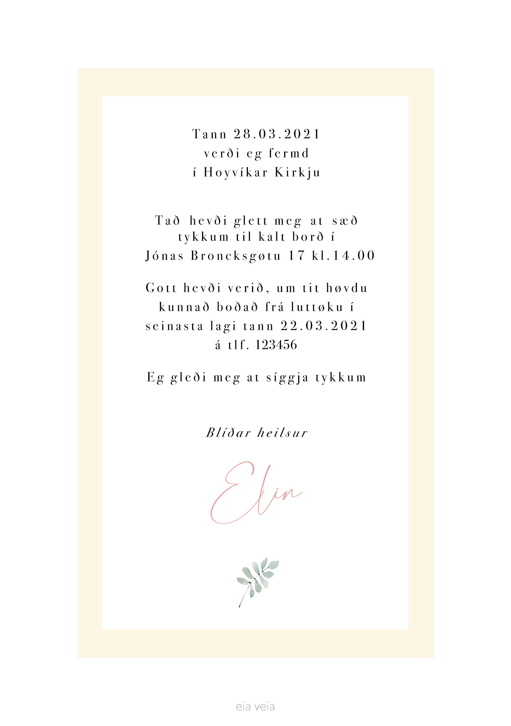 Innbjóðing - Elin