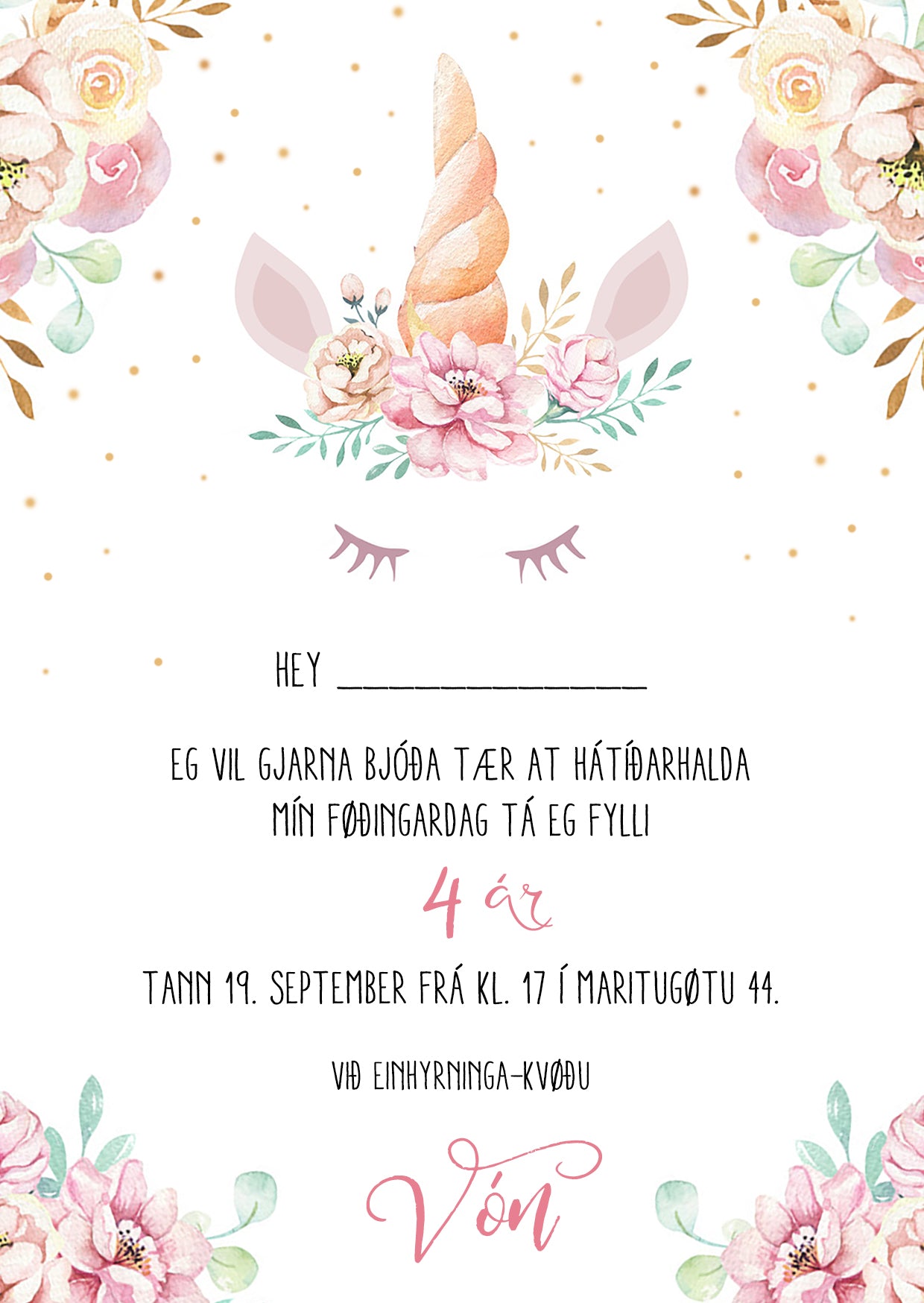 Innbjóðing - Einhyrnigur
