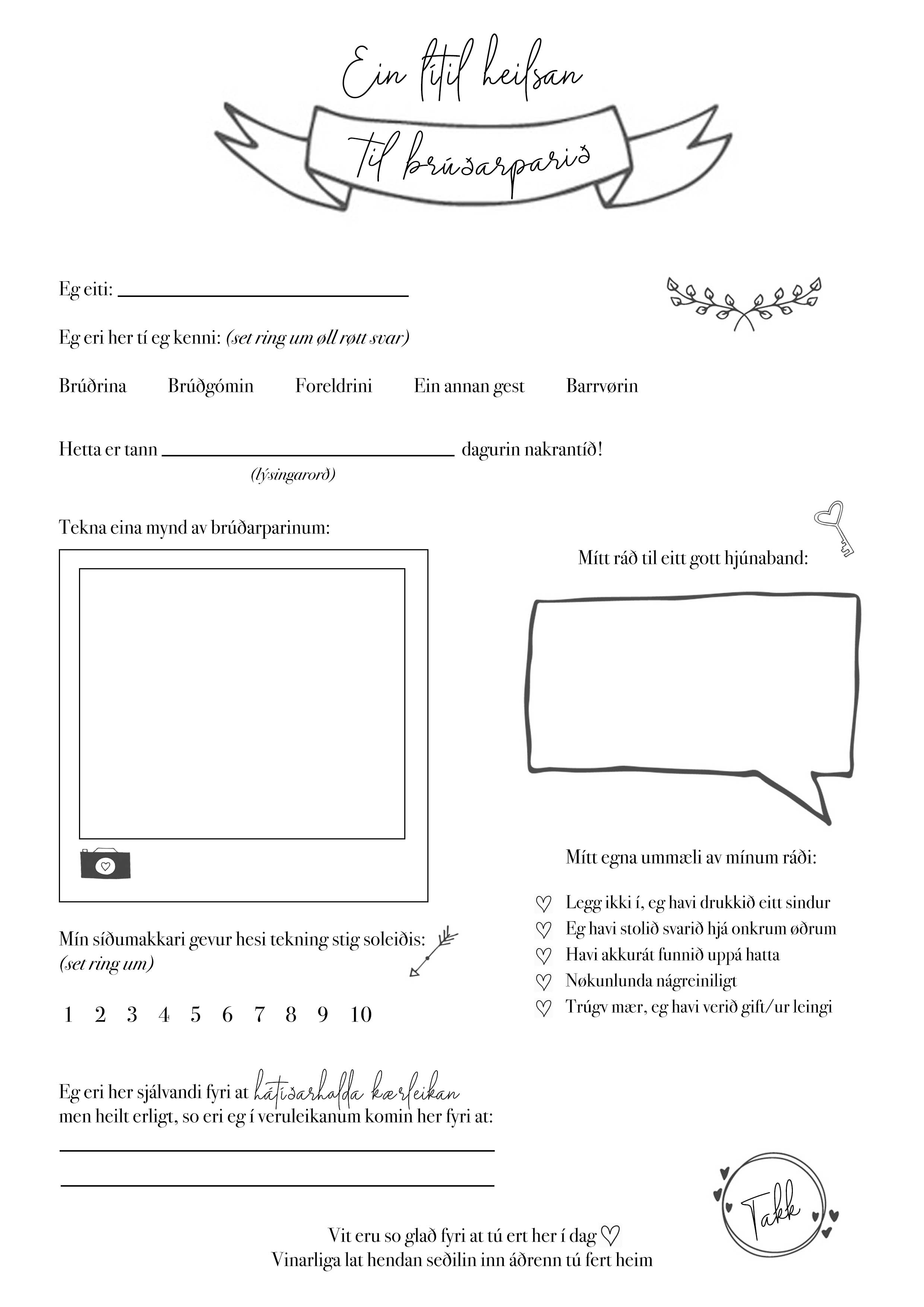 Heilsan til brúðarparið