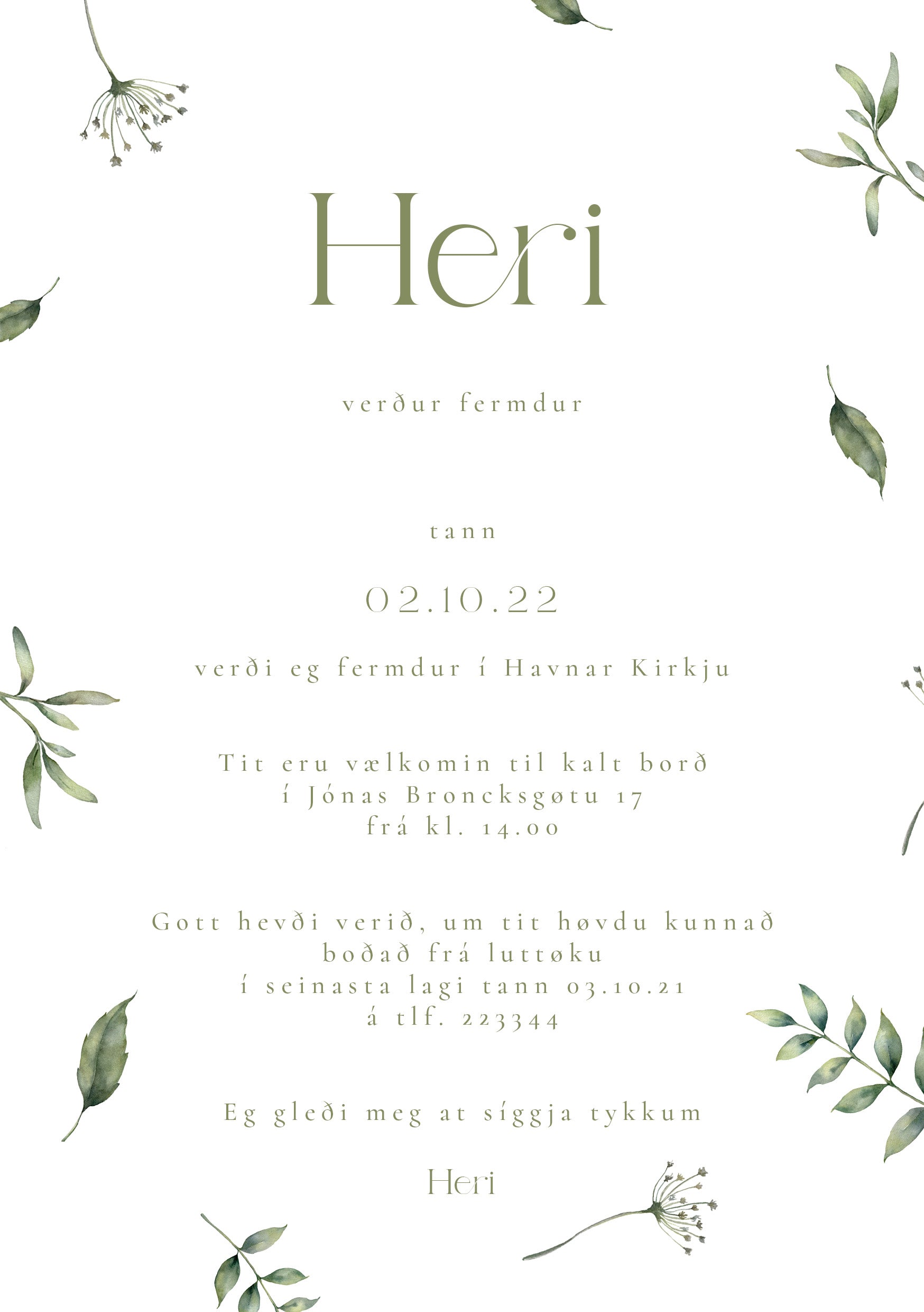Innbjóðing - Heri
