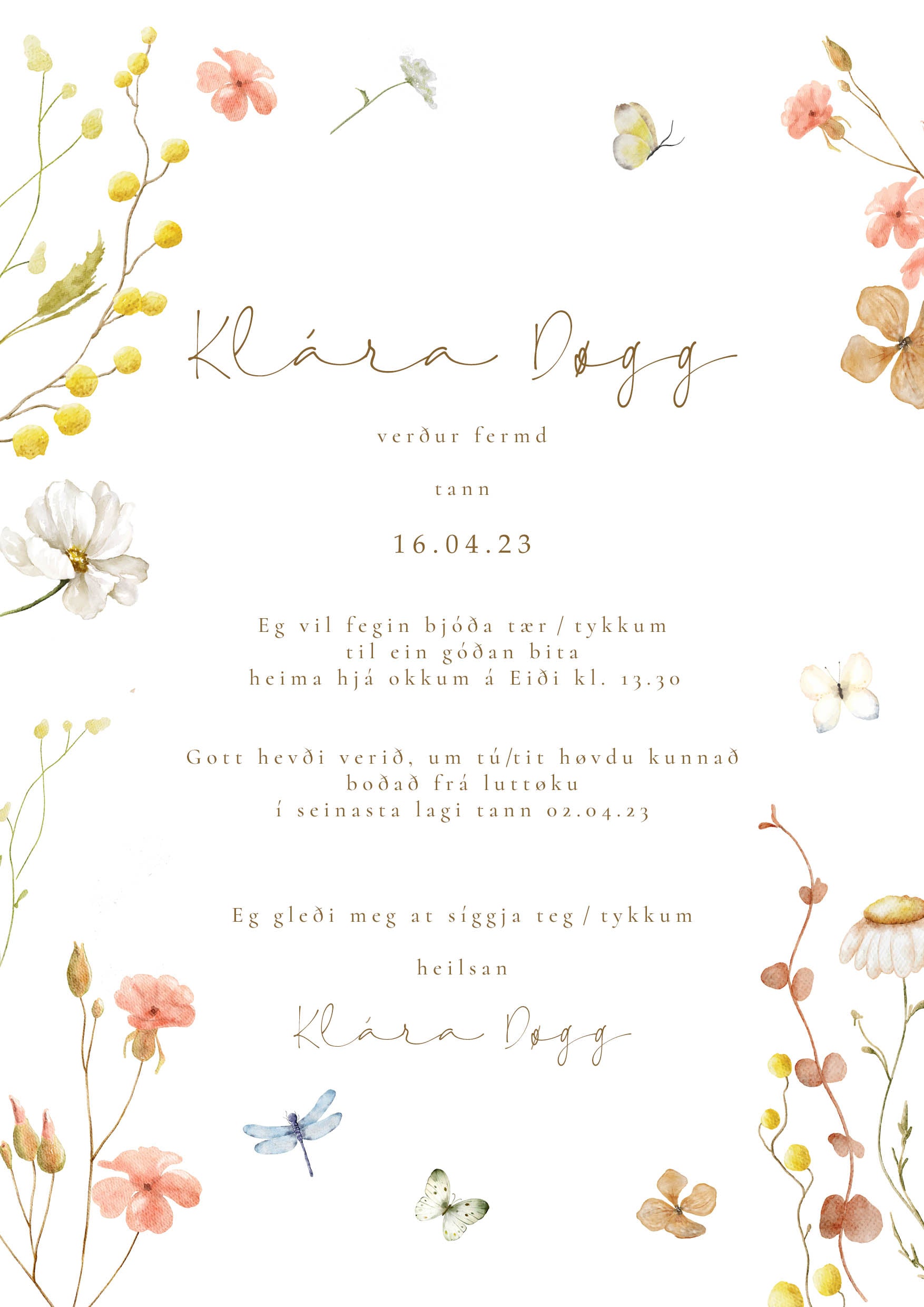 Innbjóðing - Klára Døgg