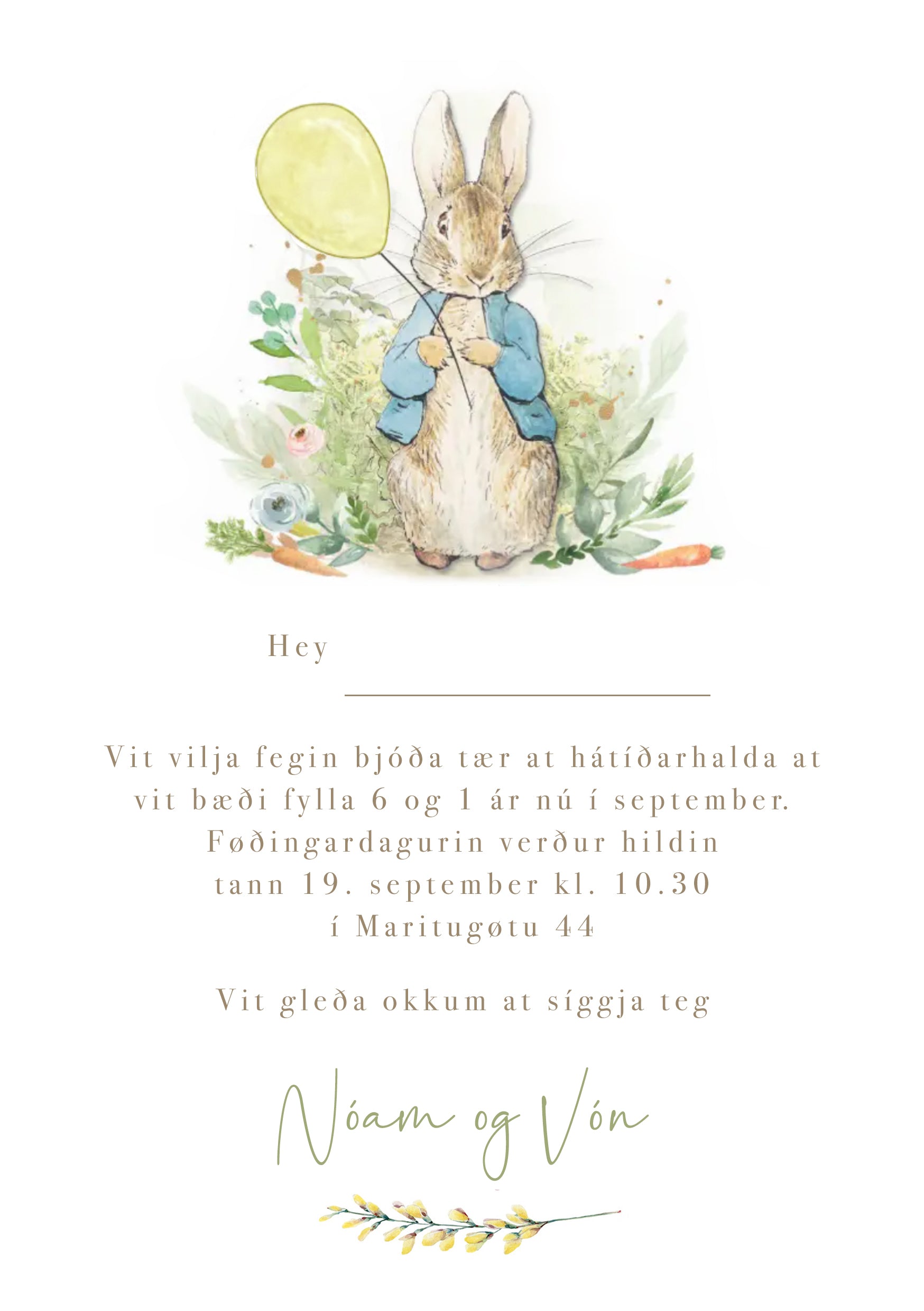 Innbjóðing - Petur kanin