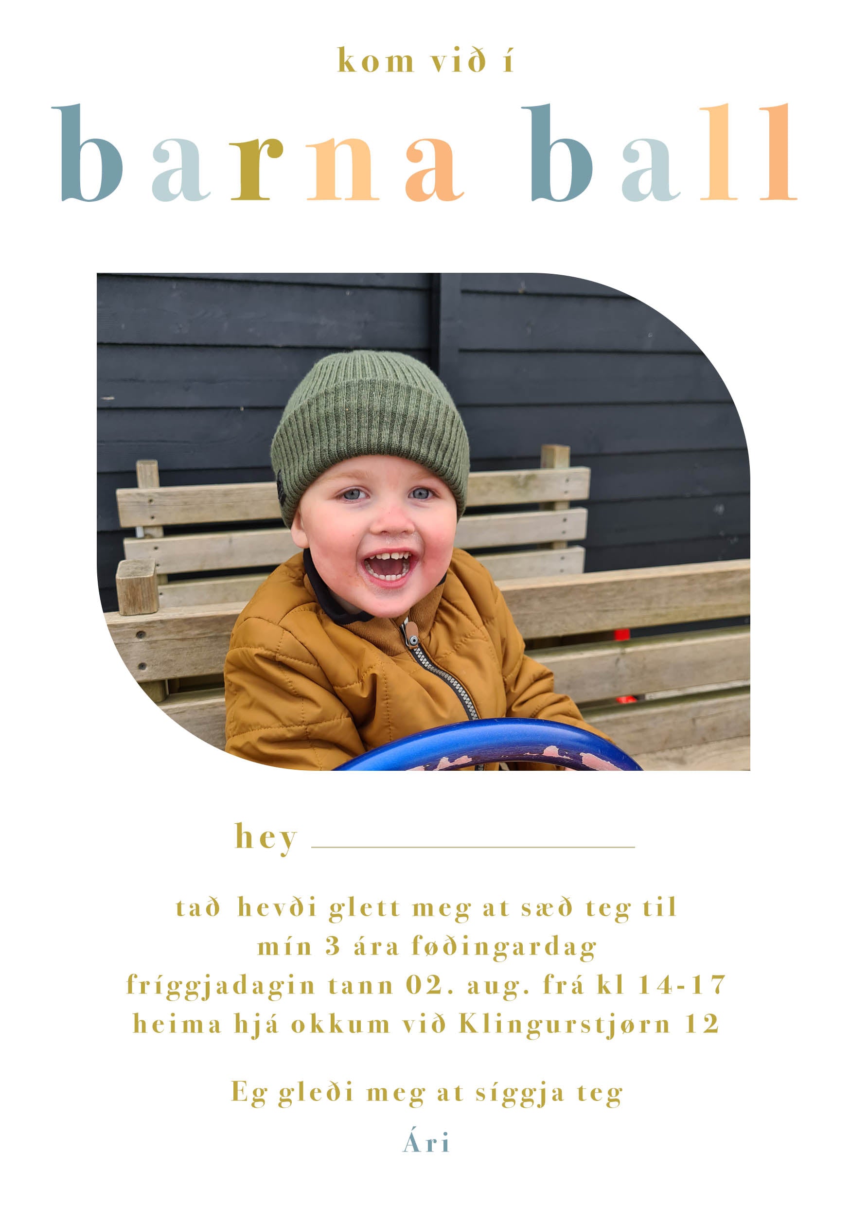 Innbjóðing - Barnaball blátt