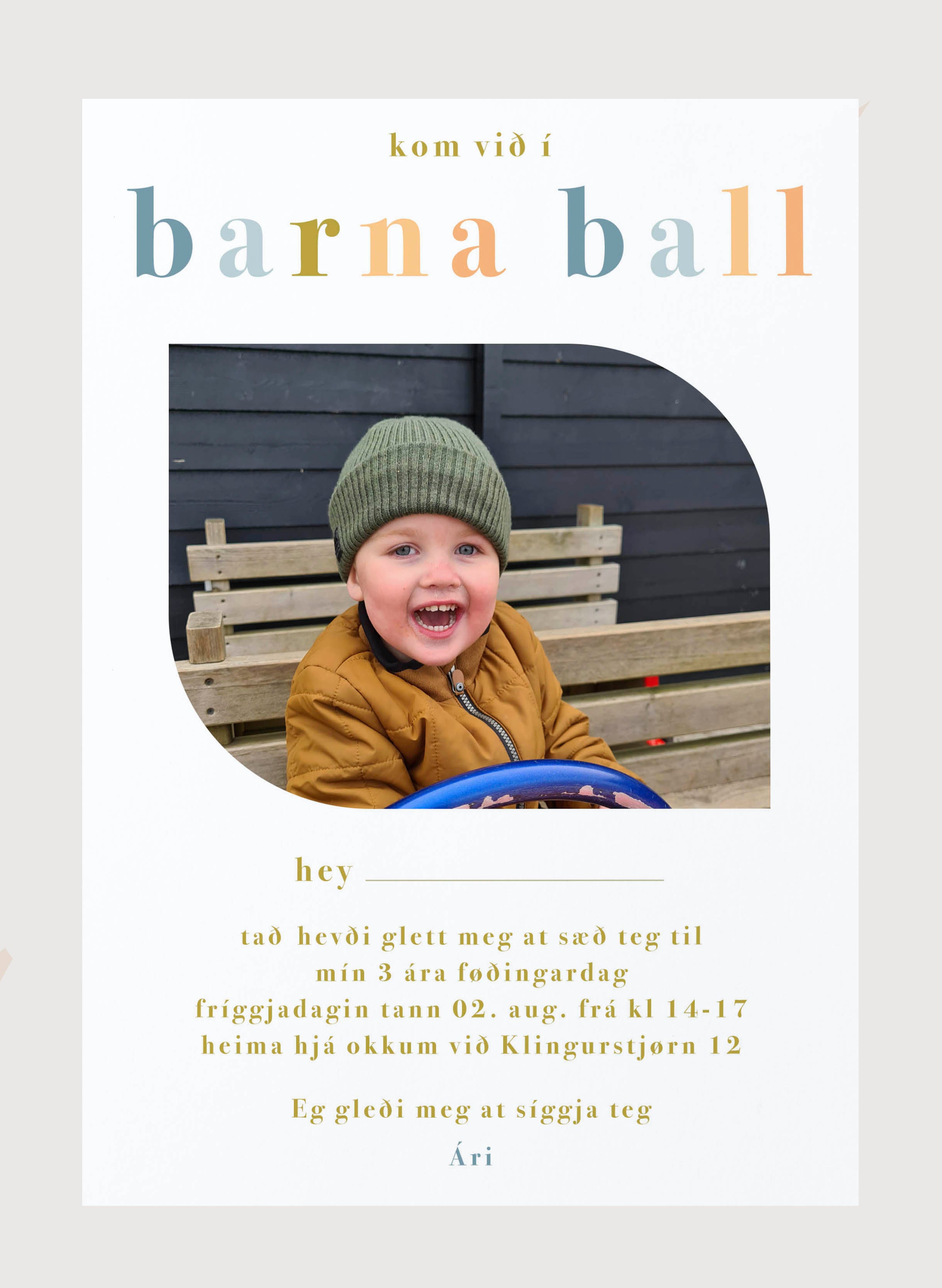 Innbjóðing - Barnaball blátt