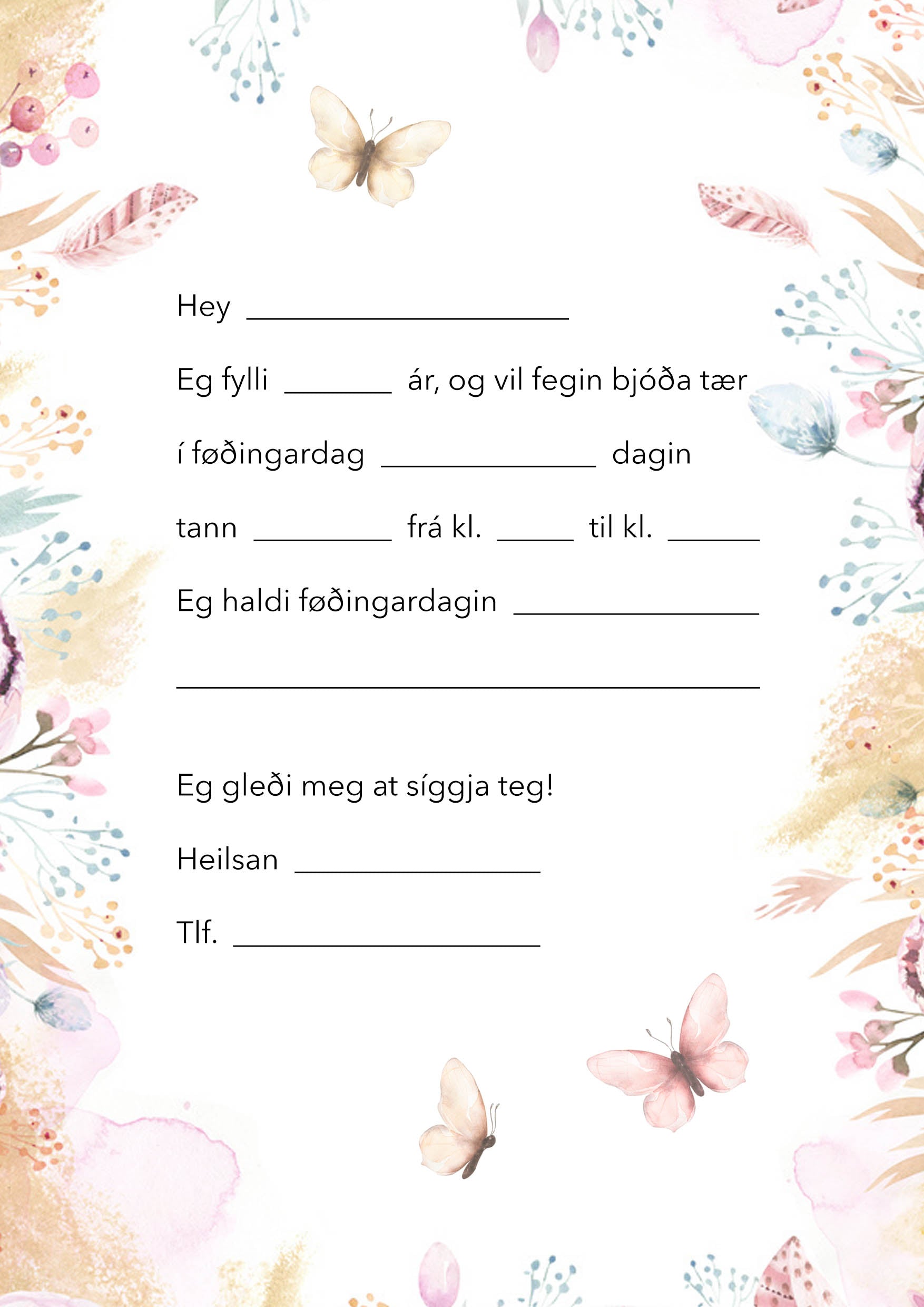Innbjóðing - Blómur