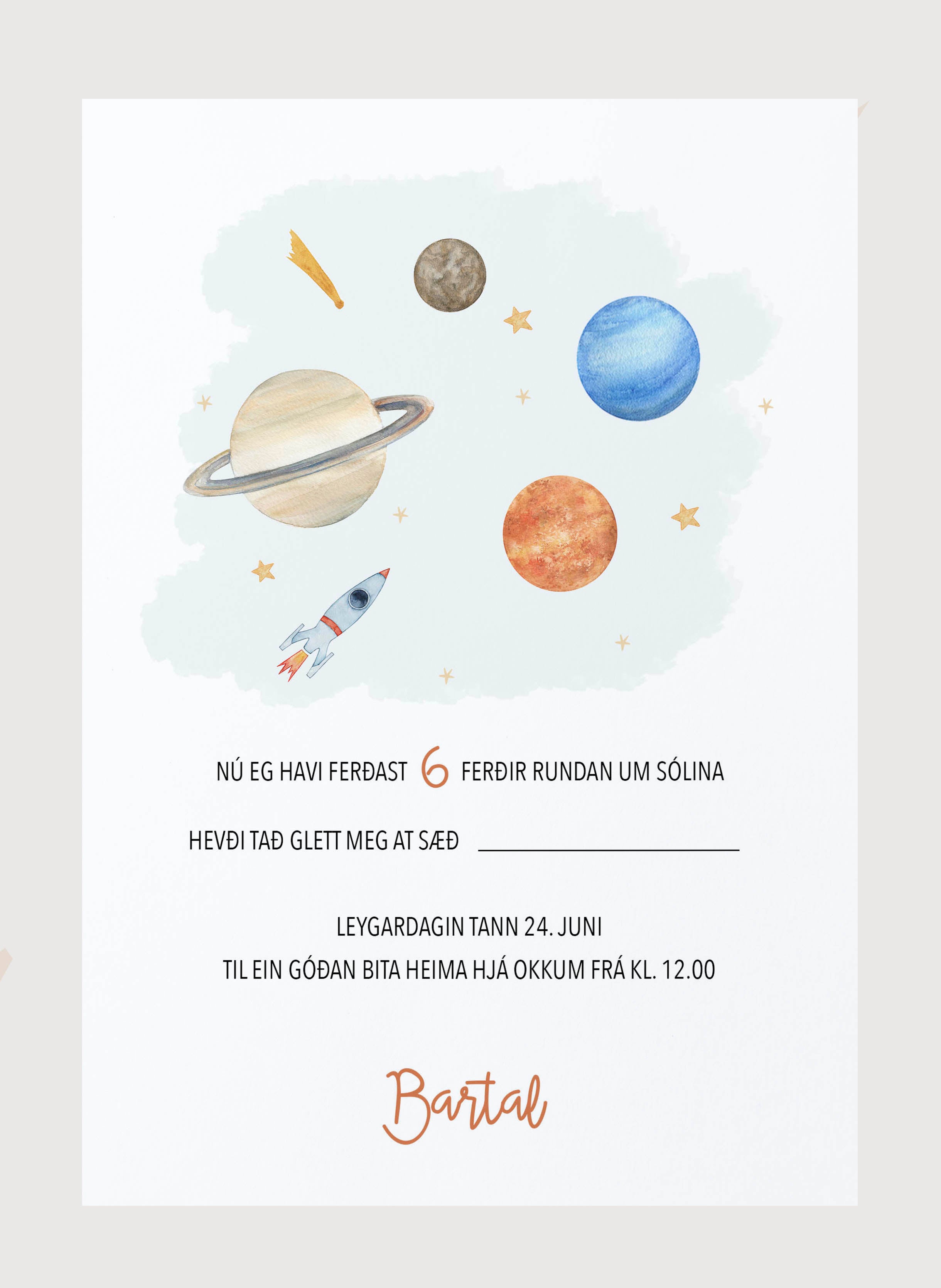 Innbjóðing - Planetir