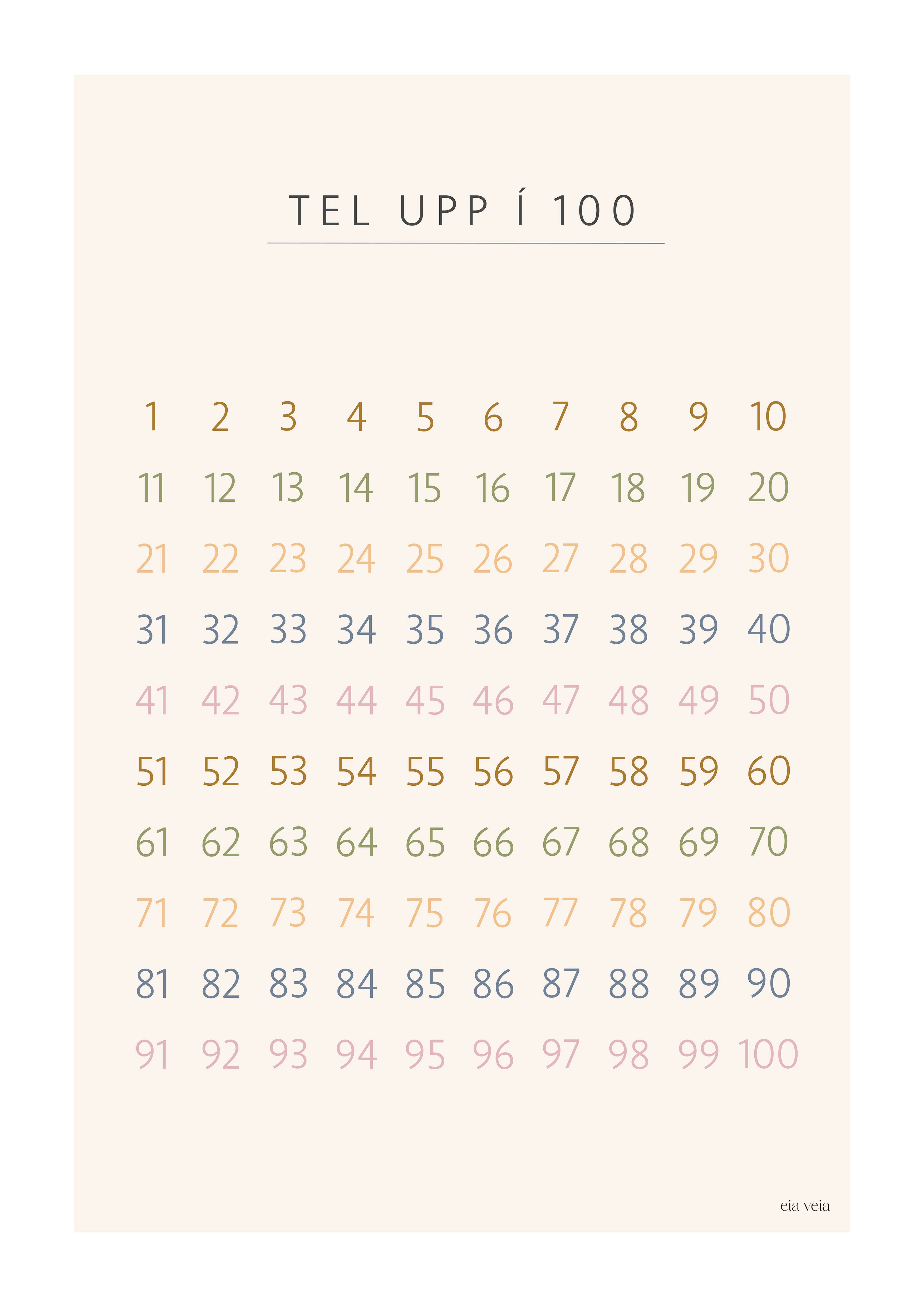 Tel upp í 100
