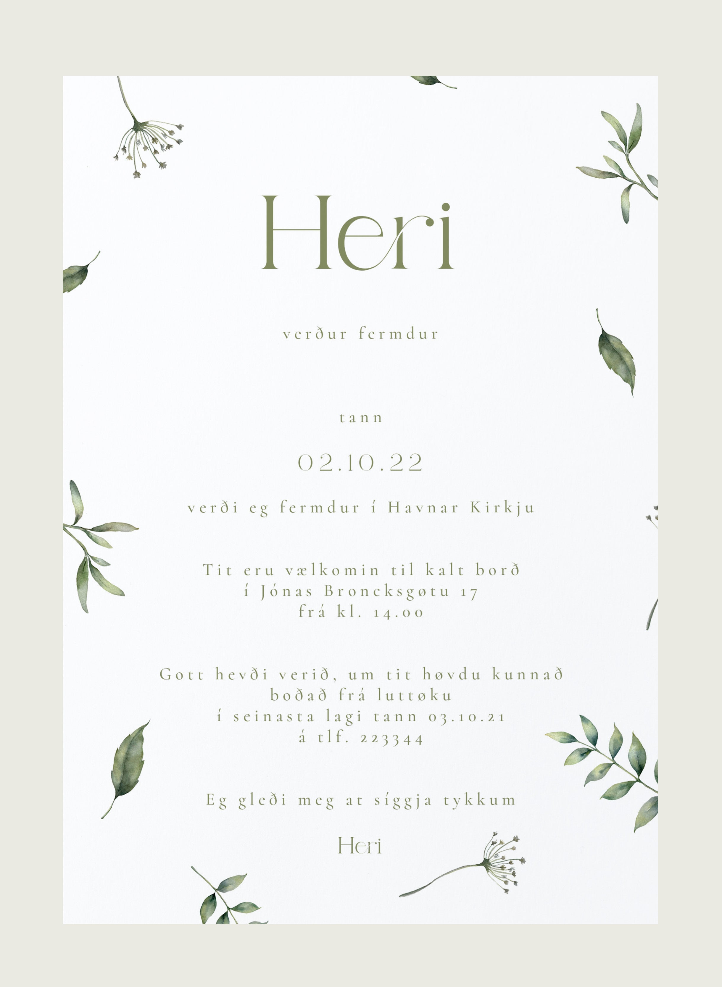 Innbjóðing - Heri