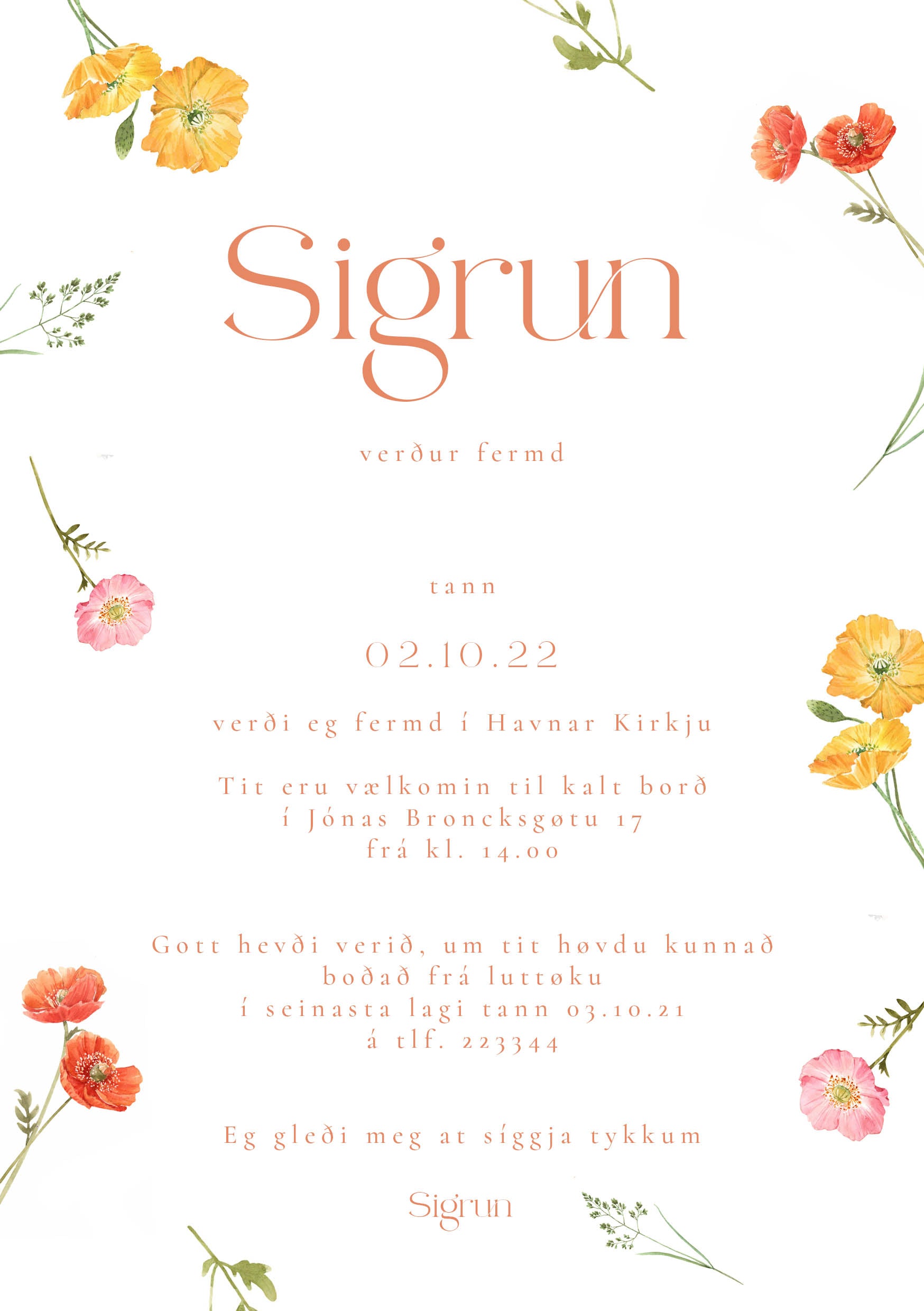 Innbjóðing - Sigrun