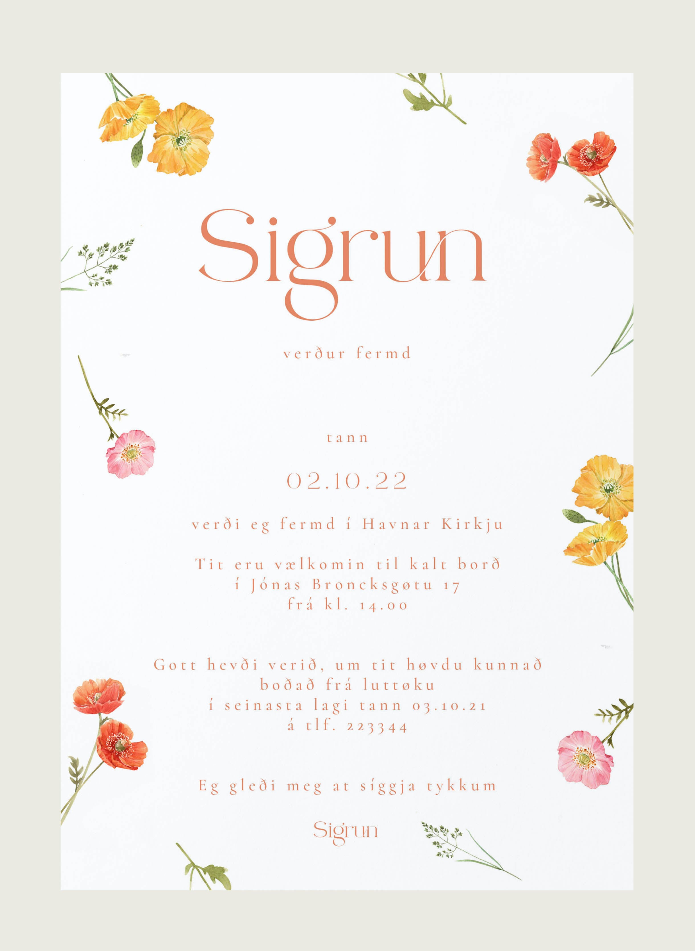 Innbjóðing - Sigrun
