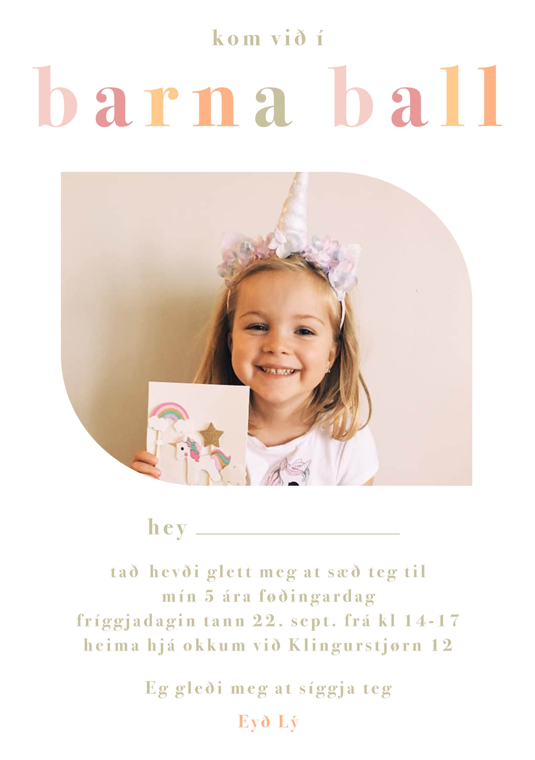 Innbjóðing - Barnaball rosa