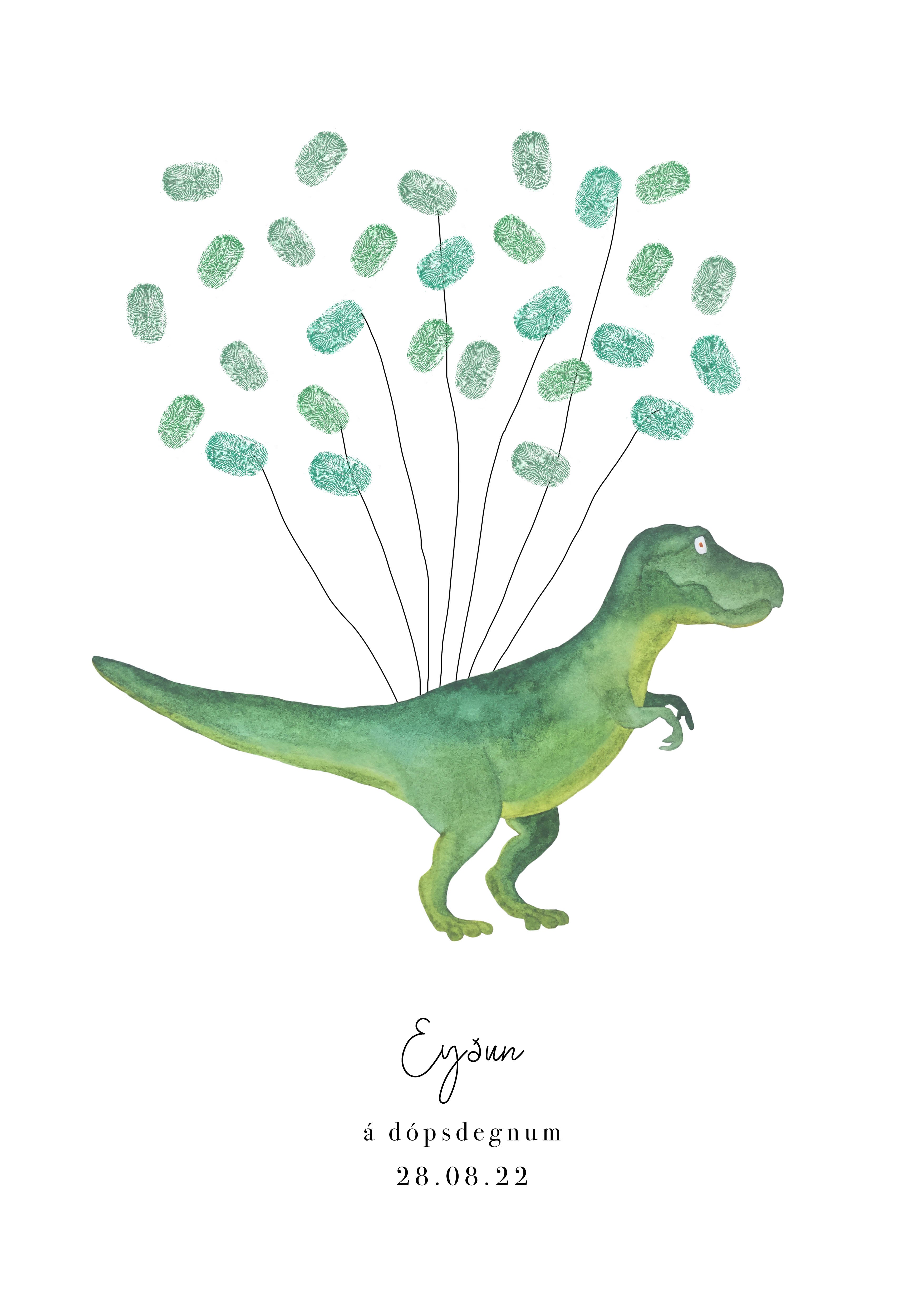 Plakat til fingramerki - Dinosaurur