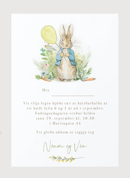 Innbjóðing - Petur kanin
